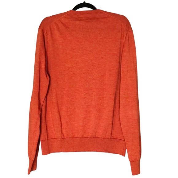 Polo Ralph Lauren Wool V-Neck Sweater Pullover Orange Lightweight Custom Fit XL - Picture 6 of 10